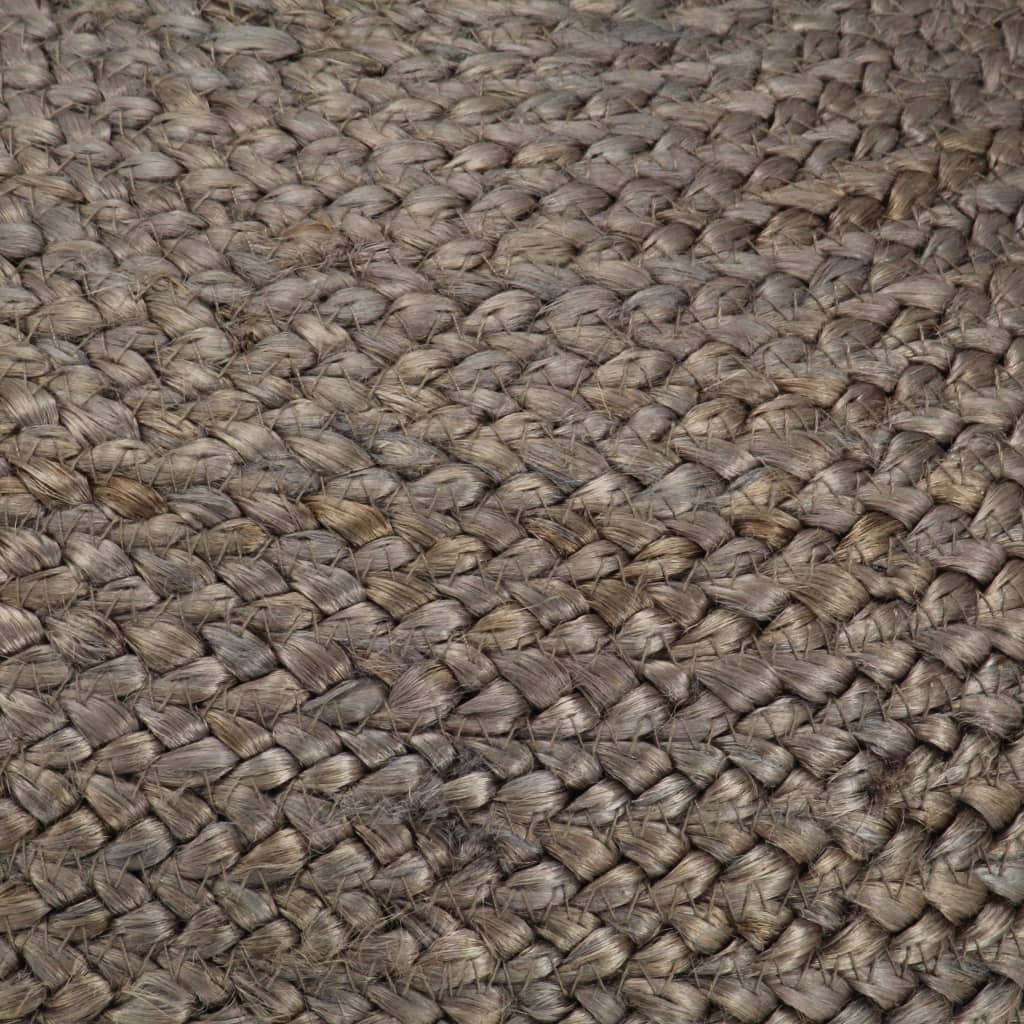 Braided Jute Pouffe in light grey — braided texture detail