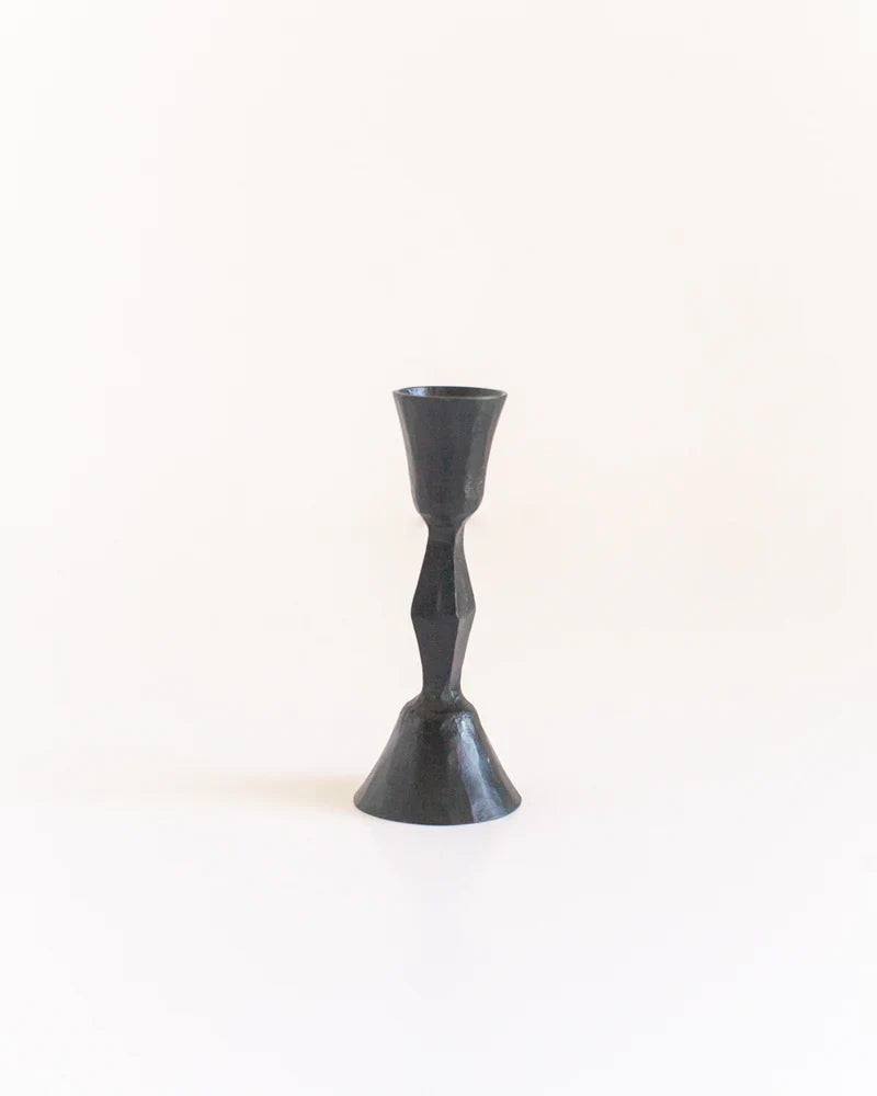 Coastal Candlelight hand-forged iron candle stand — side view