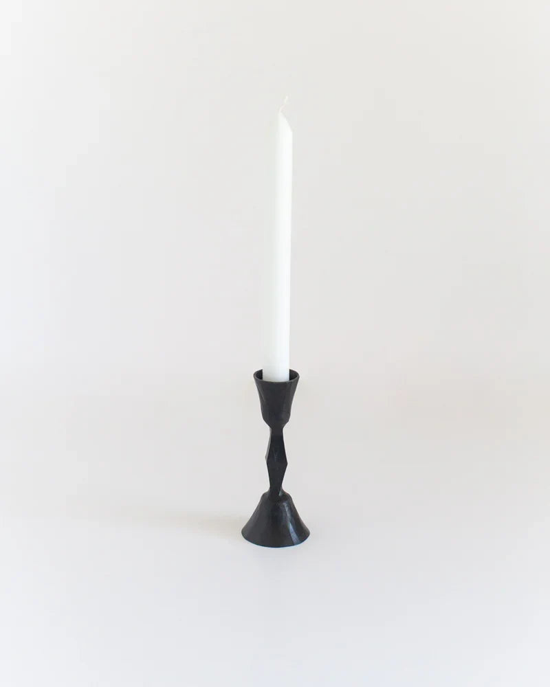 Coastal Candlelight hand-forged iron candle stand — black finish