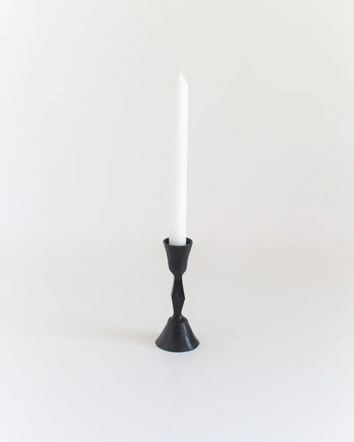 Coastal Candlelight hand-forged iron candle stand — black finish