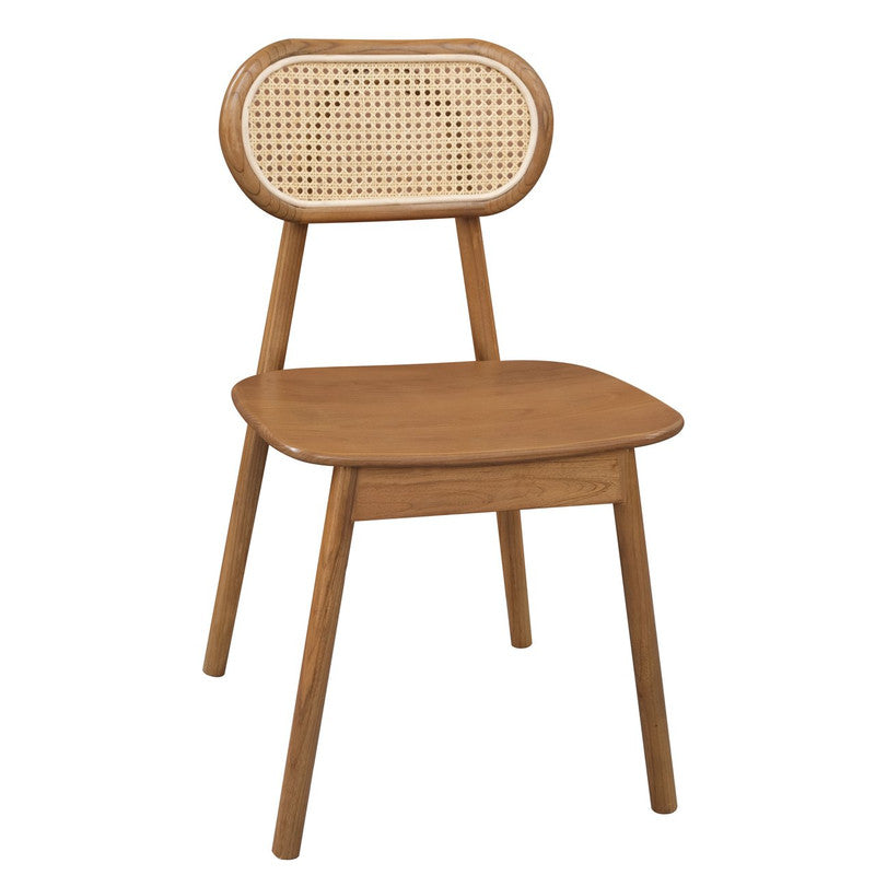 Almond Rattan Dining Chair — angled view