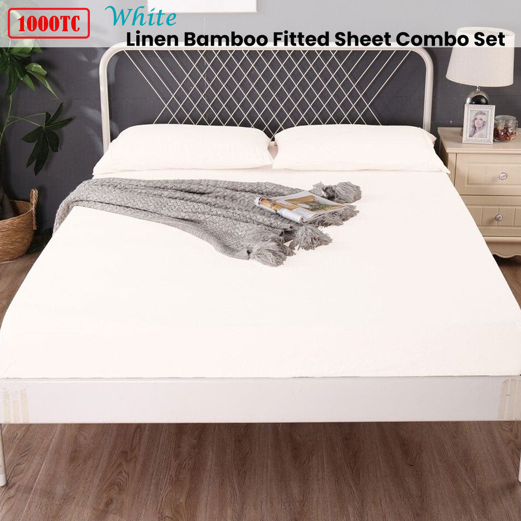 Linen and Bamboo Queen Sheet Set — white pillowcase detail