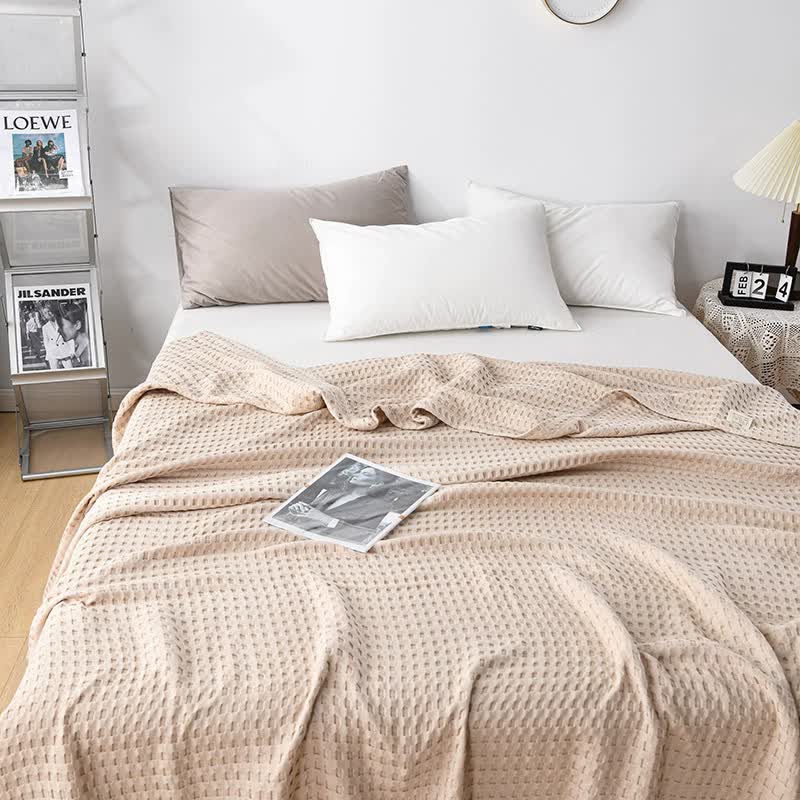 Khaki Cotton Waffle Bed Layer — main view