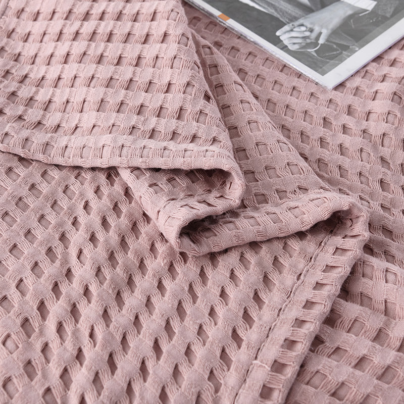 Khaki Cotton Waffle Bed Layer — bed styling view