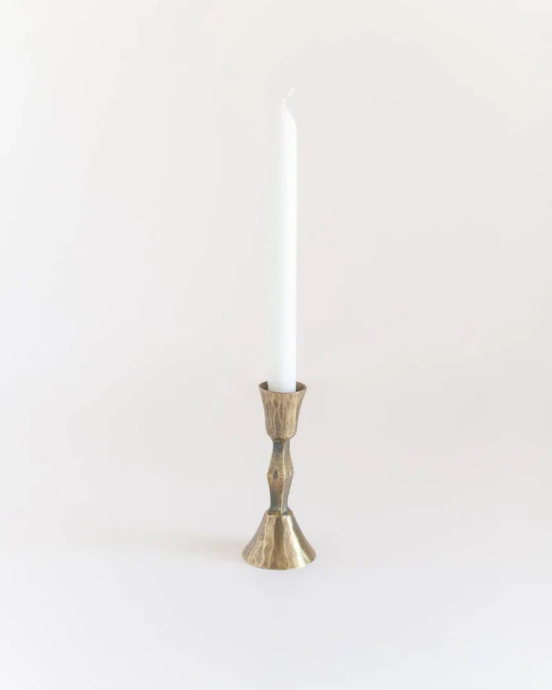 Coastal Candlelight hand-forged iron candle stand — brass finish