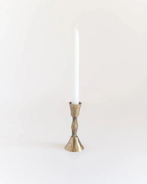 Coastal Candlelight hand-forged iron candle stand — brass finish
