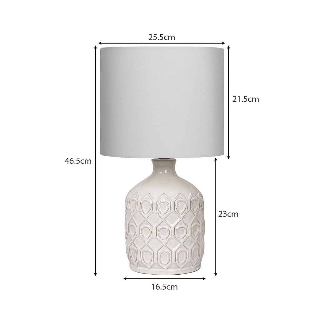 Soft-Cream Ceramic Table Lamp — fabric shade detail
