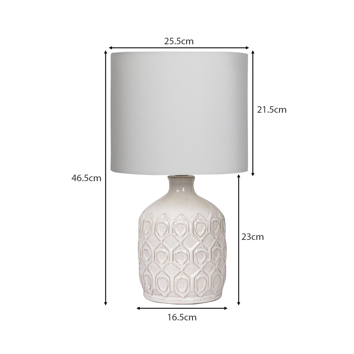 Soft-Cream Ceramic Table Lamp — fabric shade detail