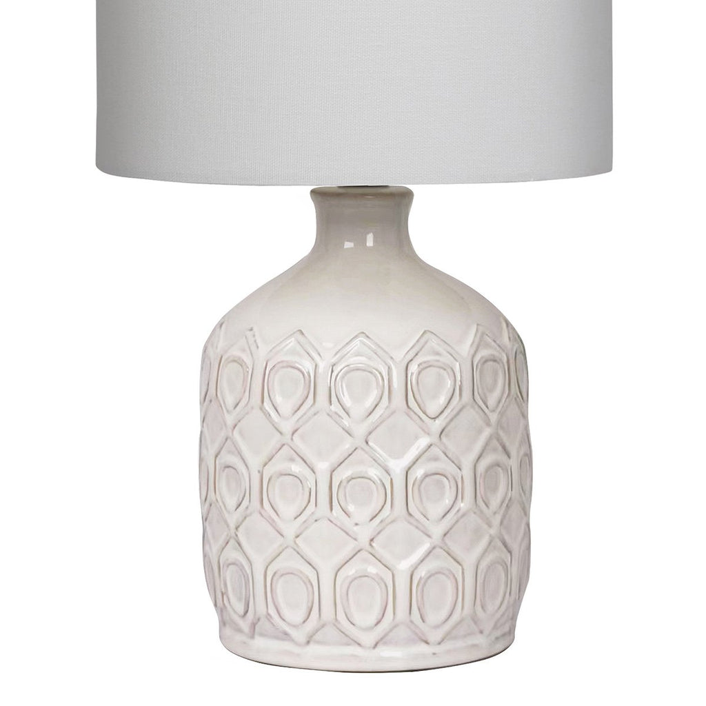 Soft-Cream Ceramic Table Lamp — angled view