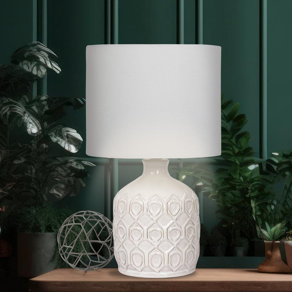 Soft-Cream Ceramic Table Lamp — room view